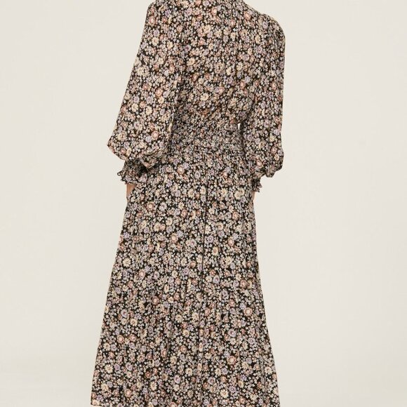 Sea New York Brown and Cream Mock Neck Bishop Sleeve Sundress - Picture 8 of 9